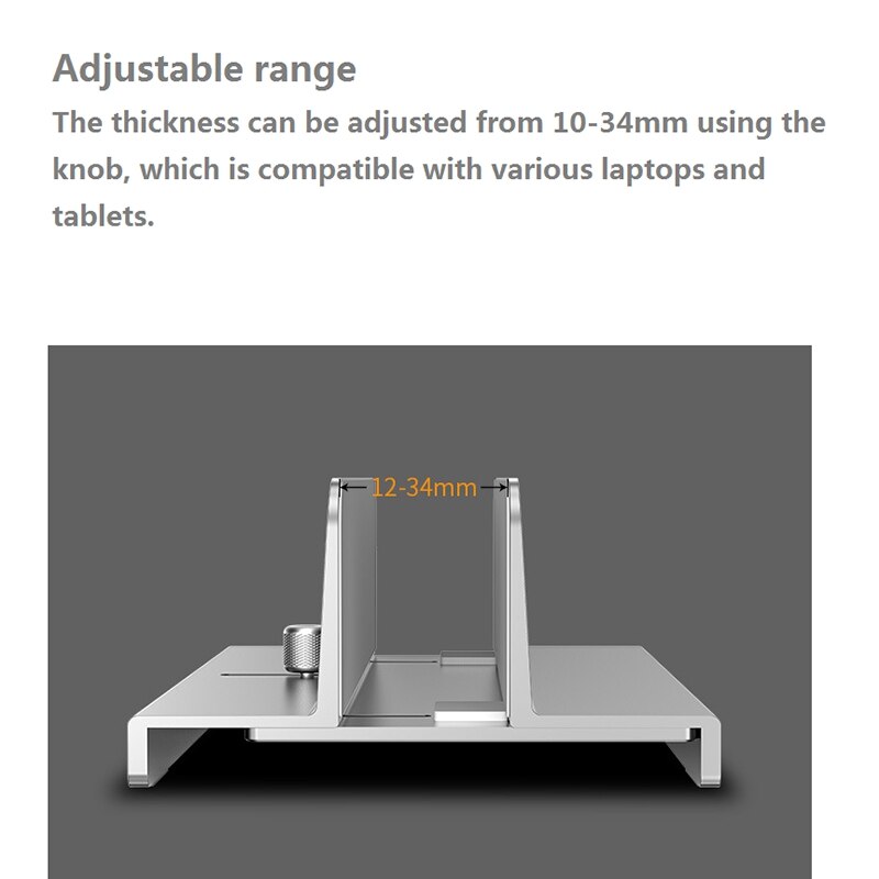 JIUSHARK Universal Vertical Aluminum Laptop Stand Adjustable (10-34Mm)Laptop Holder Desktop Stand Compatible with All Laptops