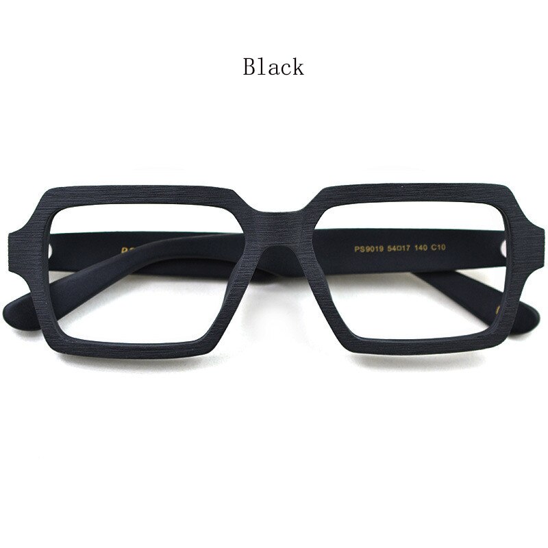 HDCRAFTER-monturas para gafas para hombre y mujer, monturas para gafas de madera cuadradas graduadas para Miopía: Black
