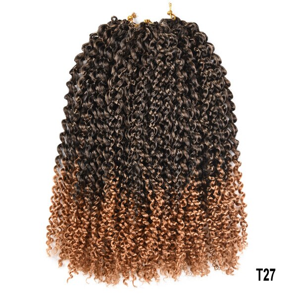 Tomo Afro Kinky Krullend Twist Haar 12 Inch Jerry Krul Synthetische Vlechten Ombre Kleur Marlybob Gehaakte Vlechten Hair Extensions 22 wortels: T1/27 / 9 Stks/partij