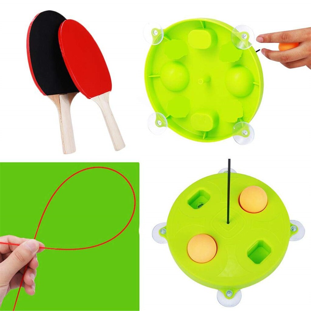 Table Tennis Trainer Soft Shaft Training Machine Elasticity For Kid Green able tennis exercise equipment ping pong paddle#30