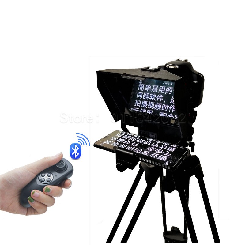 Mini Portable Teleprompter Mobile DSLR Prompting Inscriber Interview Prompter Reader for Phone and DSLR Recording