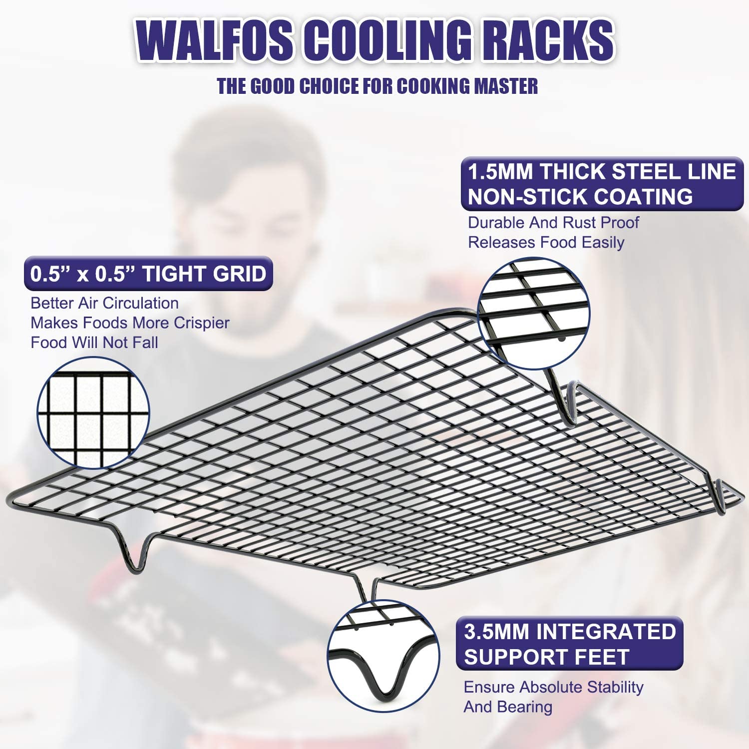 Walfos Rvs Anti-aanbak Koeling Rack Cooling Grid Bakplaat Voor Biscuit/Cookie/Pie/Brood/Cake bakken Rack