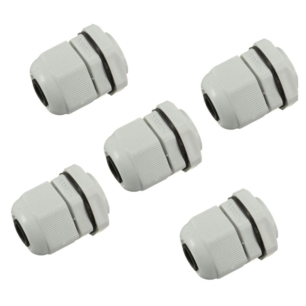 5 x Cable Gland M20 20mm Waterproof Compression Cable Stuffing Gland Lock White IP68 Waterproof