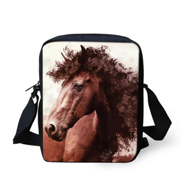 TWOHEARTSGIRL 3d Cool Paard Afdrukken Jongens Messenger Bag Student Crossbody Tas Kleine Kids Animal Strandtas Opslag Handtassen: Z099E