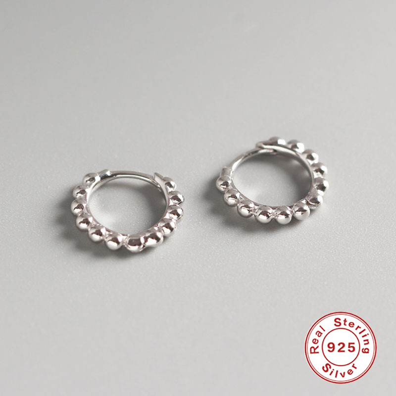 Roxi Ronde Kraal Kleine Hoepel Oorbellen Voor Vrouwen 925 Sterling Zilver Eenvoudige Cirkel Oorbellen Sieraden 7/9Mm Grootte pendientes Plata 925