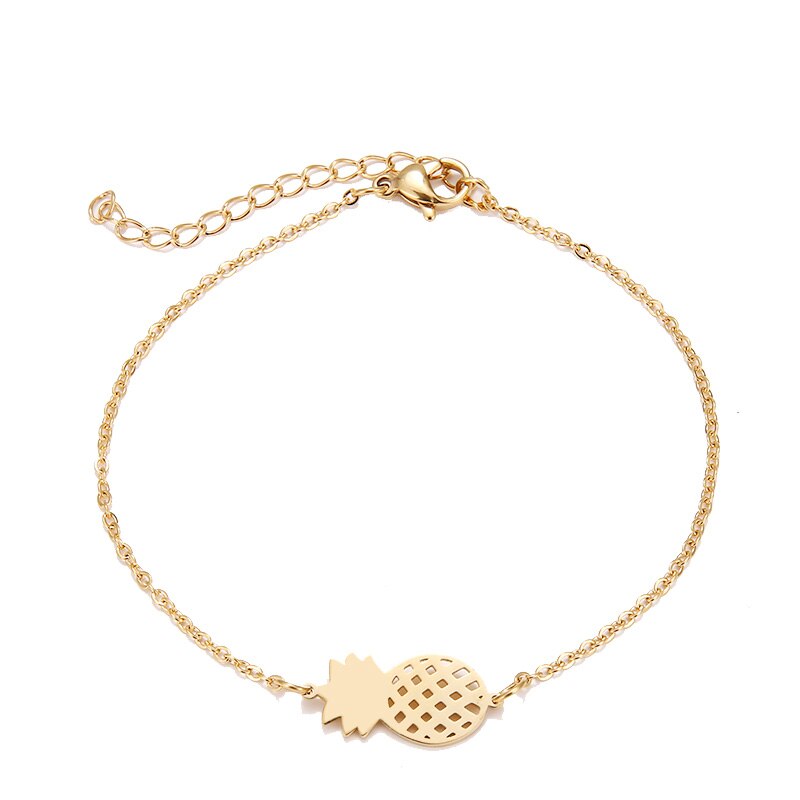 DOTIFI Stainless Steel Bracelet For Women Gold And Silver Color Pineapple Pulseira Feminina Lover's Engagement Jewelry: Gold-color