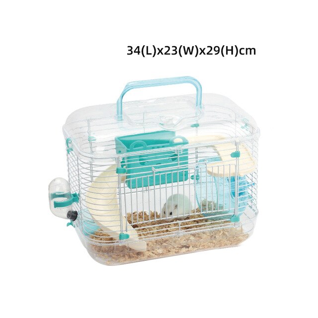 dessin animé acrylique Hamster maison Double cristal sport cobaye grande Villa écureuil Cage rose bleu petit nid pour animaux de compagnie