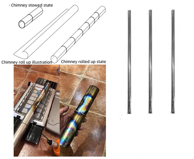 Tuyau de cheminée Portable en acier inoxydable, rouleau métallique, pour tente de Camping en plein air, poêle à bois, bricolage, accessoires de poêle