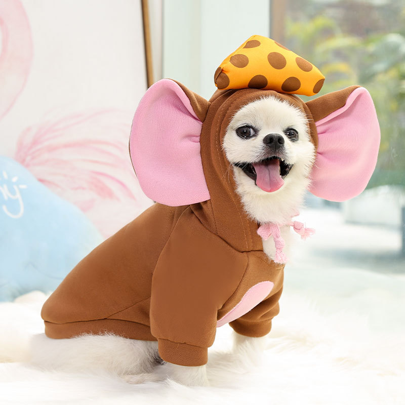 Mice Cosplay Dog Costume Funny Winter Warm Clothes For Small Dogs Cats Pet Dog Hooded Sweater Soft Puppy Clothes Pets Outfits
