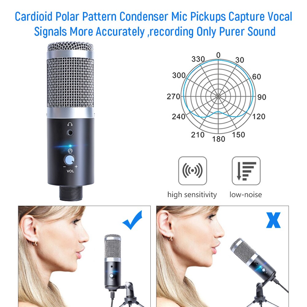 bm 800 Condenser Microphone Profession USB Microphone for Computer Karaoke Studio Recording bm800 Microphones for PC Podcast mic