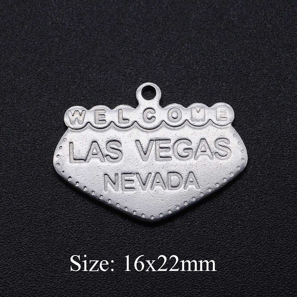 5 Stks/partij 100% Rvs Las Vegas Diy Charm Hanger Accepteren Oem Orde Ketting Hangers Sieraden Maken Charms: Default Title