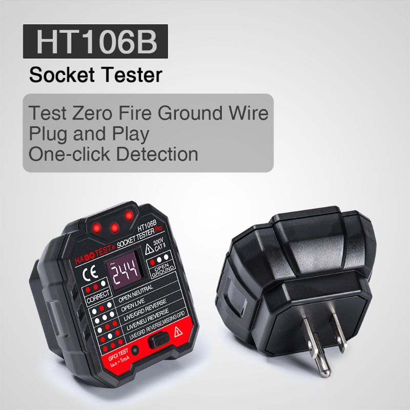HT106 Electric Socket Tester Neutral Live Earth Wire Testing Circuit Polarity