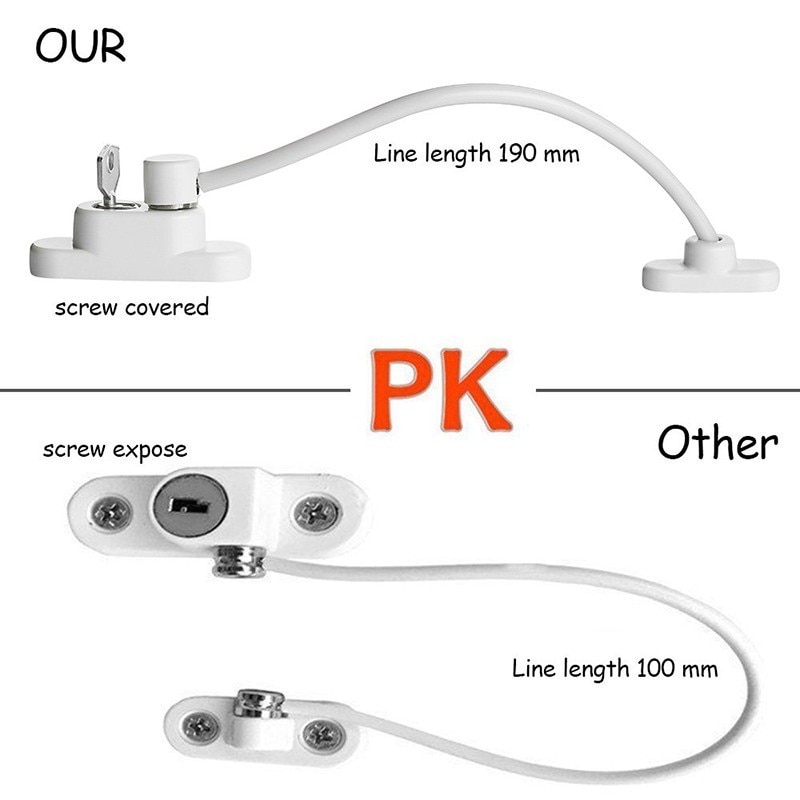 1 sst 19cm babysikkerhedskabletråd børnesikring beskyttelse vinduespropperskab babypleje sikkerhed dørlås enfant med nøgle