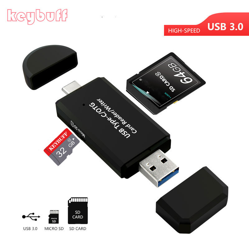 High-speed USB 3.0 Type C 2 In 1 OTG Card Reader USB sd card TF/SD Card Reader for smart phone/Computer/Type-C deveices