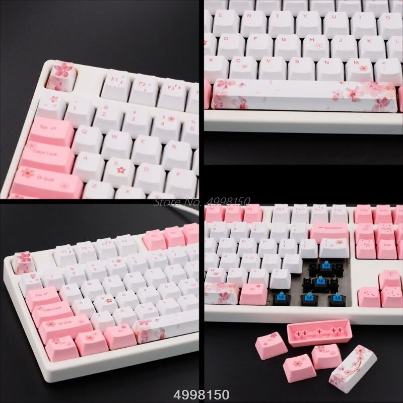 OEM PBT Cherry Blossom Keycap Mechanical Keyboard Keycaps Dye-Sublimation Keycap