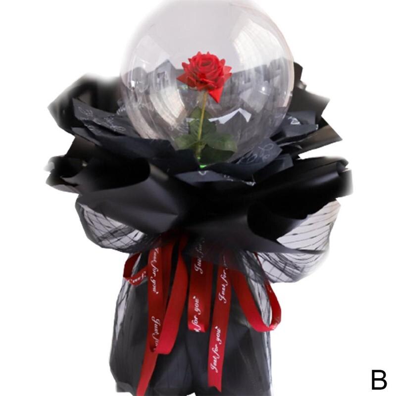 LED ballon lumineux Transparent rond mousse Rose Bouquet boule décoration fête mariage noël anniversaire fille Bobo S0E6: B