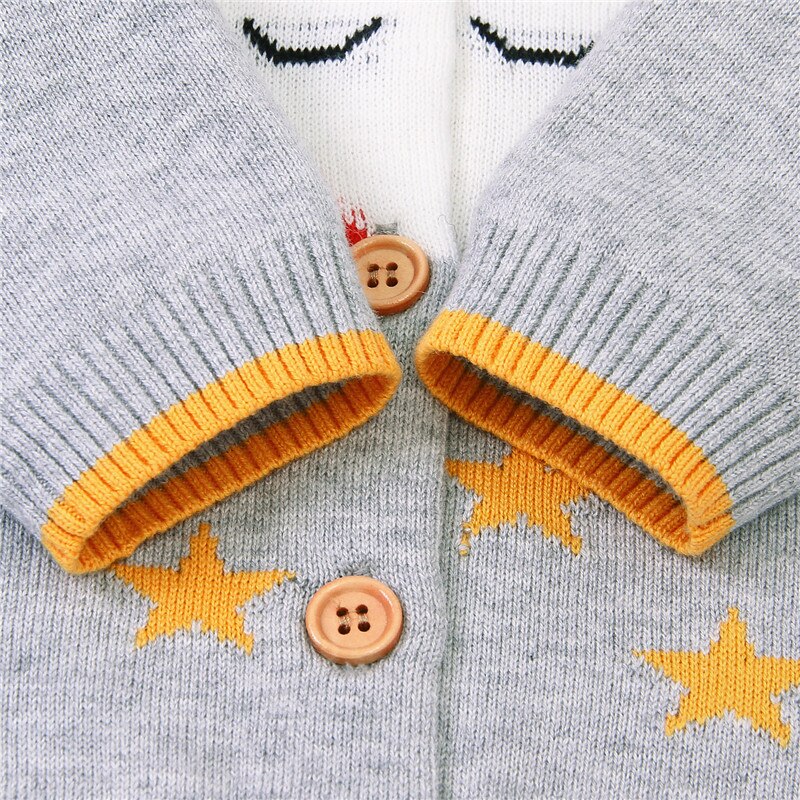 0-18M Baby Rainbow Cloud Star Knitted Sweater Winter Autumn Newborn O-Neck Long-Sleeve Button Cardigan Girl Boy Cartoon Outwear