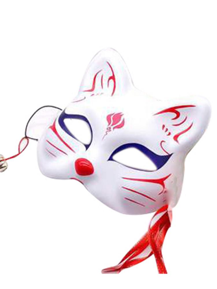 Masque d'halloween japonais peint à la main demi visage renard Cosplay masque demi visage danse masque chat visage renard masque accessoires de Performance