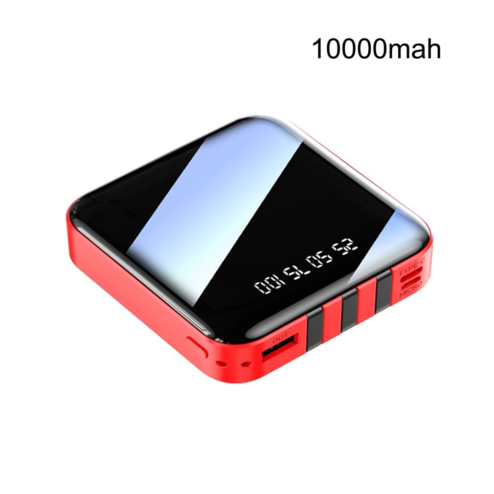 charging treasure set with a three-line mini high-capacity digital display mobile power supply wireless charging bin: Red 10000mah