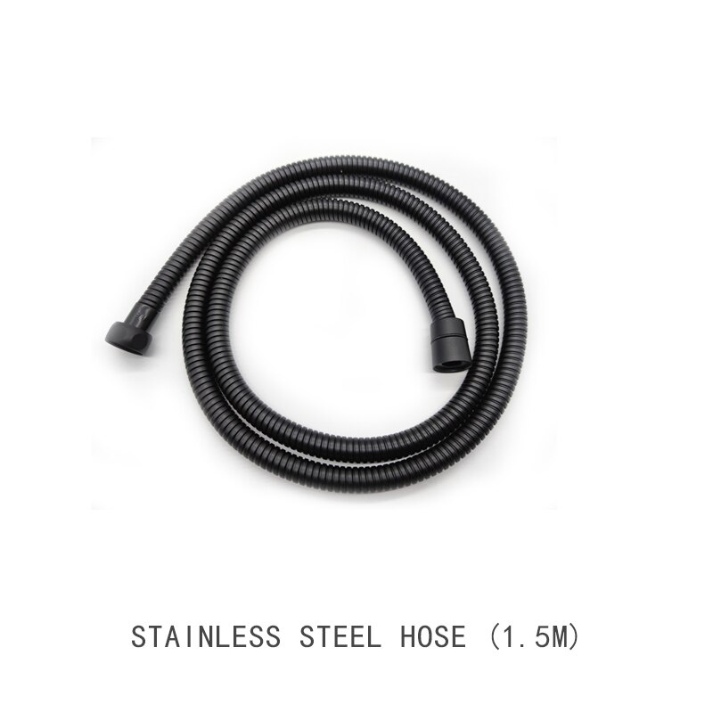High Pressure Hand Held Shower Head Black Bathroom Adjustable Shower Holder 1.5M Stainless Steel Hose Brass Shower Sprayer Set: Hose Only