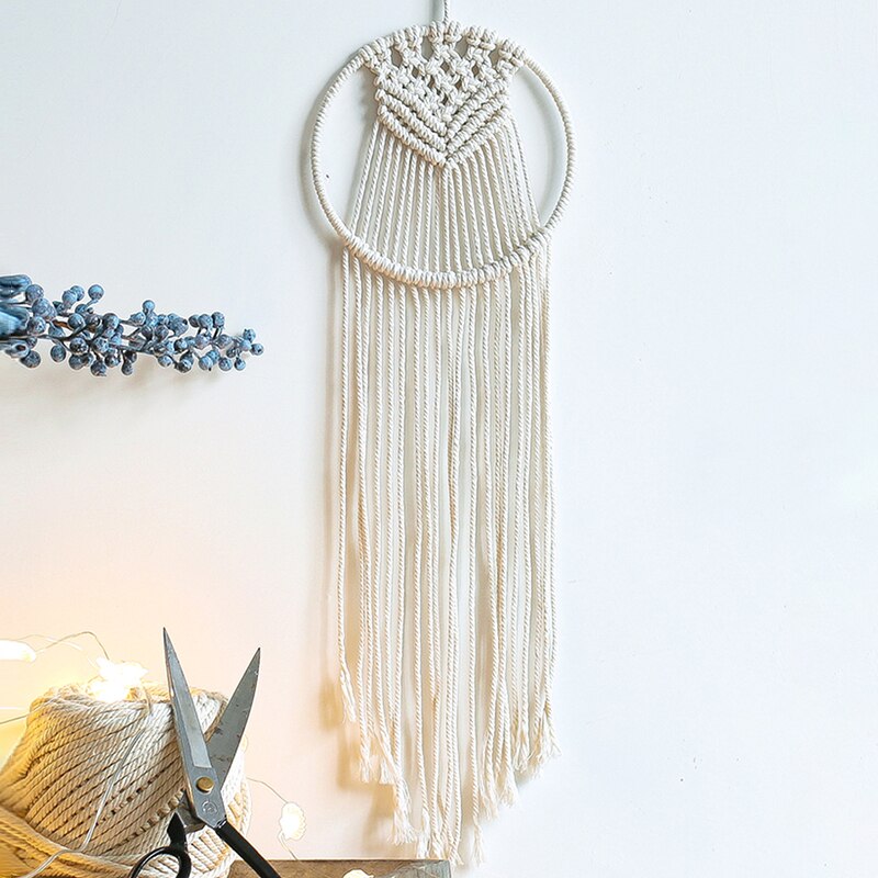 Macramé nórdico atrapasueños tapiz decoración de habitación decoración de granja hecho a mano atrapasueños