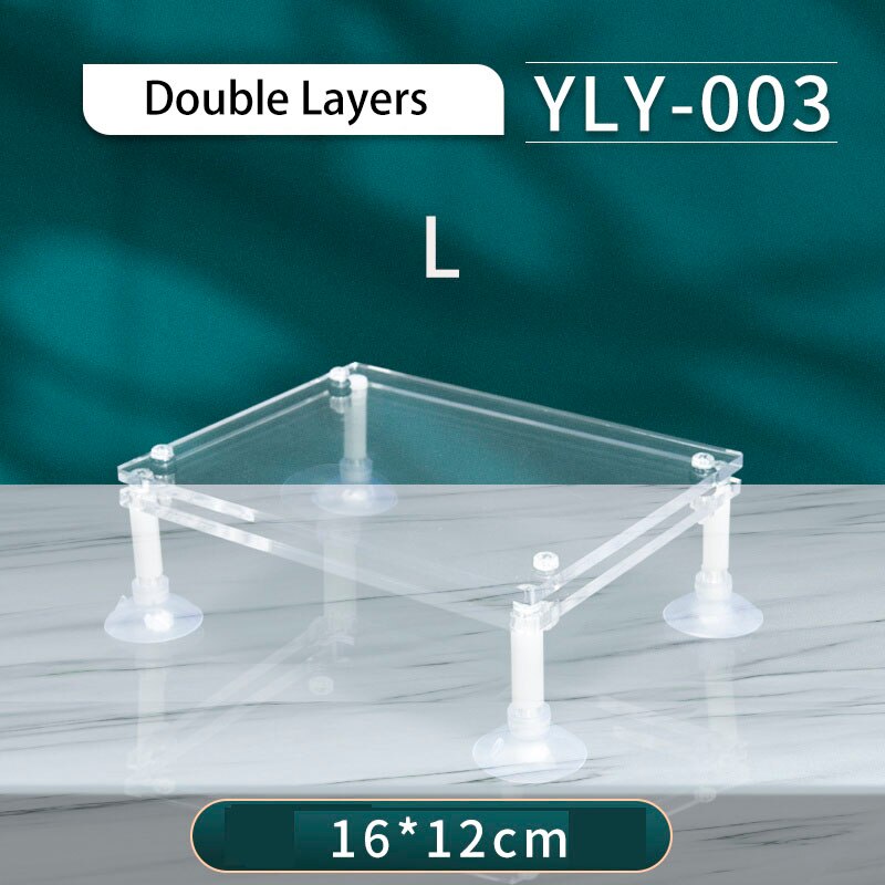 Aquarium Submersible Pump Bracket Shock-absorbing Increased Pad Acrylic Bracket Support Fixed Fish Tank Holder Water Pump Base: L Double Layers / No Gasket