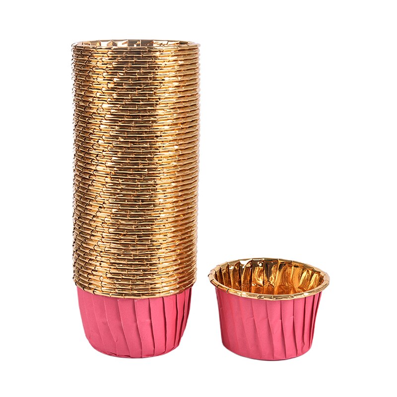 50 Uds. De moldes de papel para pasteles, envoltorios para magdalenas y magdalenas, estuche para bandejas de horneado, suministros para fiestas: Rojo