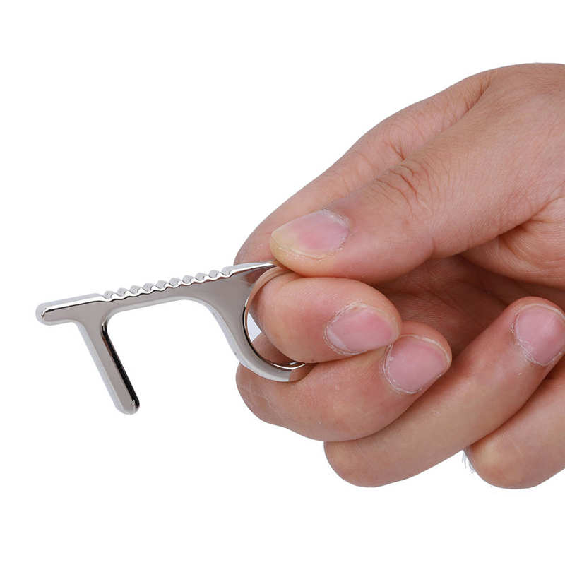 3Pcs Zinc Alloy Silver Portable Non-Contact Door Opener Opening Tool for Door Elevator Hygienic Door Opener