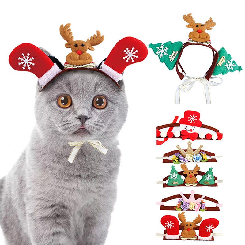 Lovely Christmas Deer Headband Pet Dogs Cats Puppies Christmas Tiaras Pet Hoods Pet Halloween Tiara Hats Props