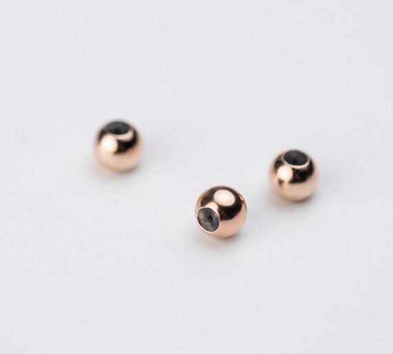 2pcs 925 Sterling Silver Round Stopper Location Loose Beads 3 4 5 6mm Gel Silicon Non-slip Silver Space Beads DIY Jewelry Making: rose gold / 4mm 2pcs