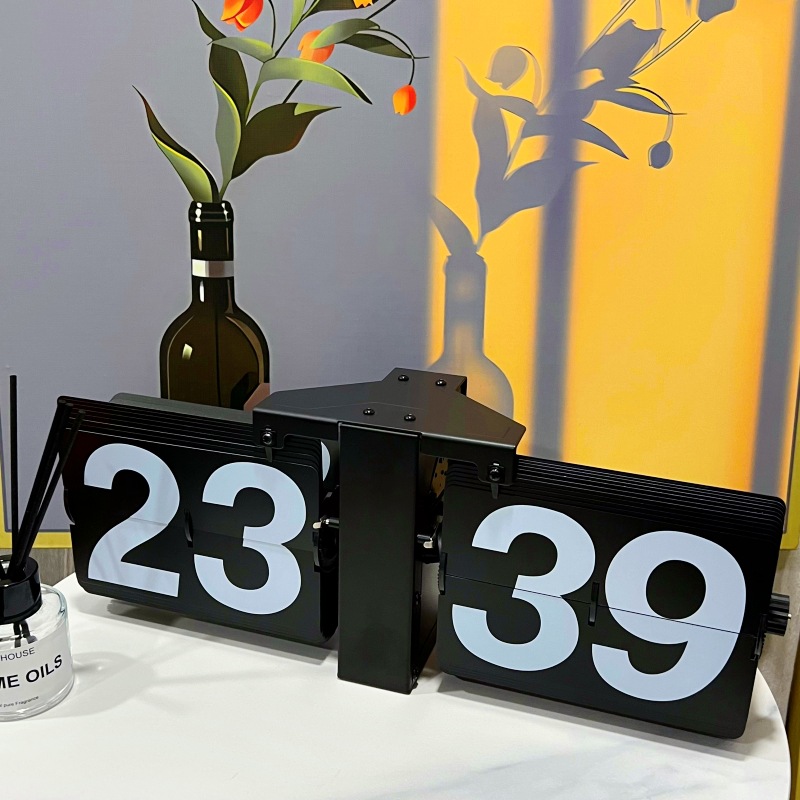 Duży Zegar Klapkowy klasyczny Zegary Biurkowe retro Zegary Klapkowe - Zasilane Bateriami Wewnętrznie Obsługiwane Zegary Klapkowe Dekoracja Domu i Biura: FIOLETOWY