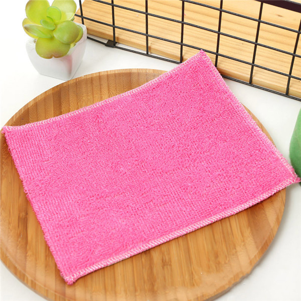 3 szt. bambus szmata mycia szmaty robić kuchni sprzątanie szorowania Podkładka danie tkanina bambusa myjka ręcznik bambusa serwetki 18*23 cm: Różowy