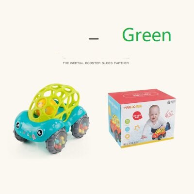 Newest Inertial Car With Bells Baby Rattle Safety Teether 2 Colors Children Birthday Toy: green