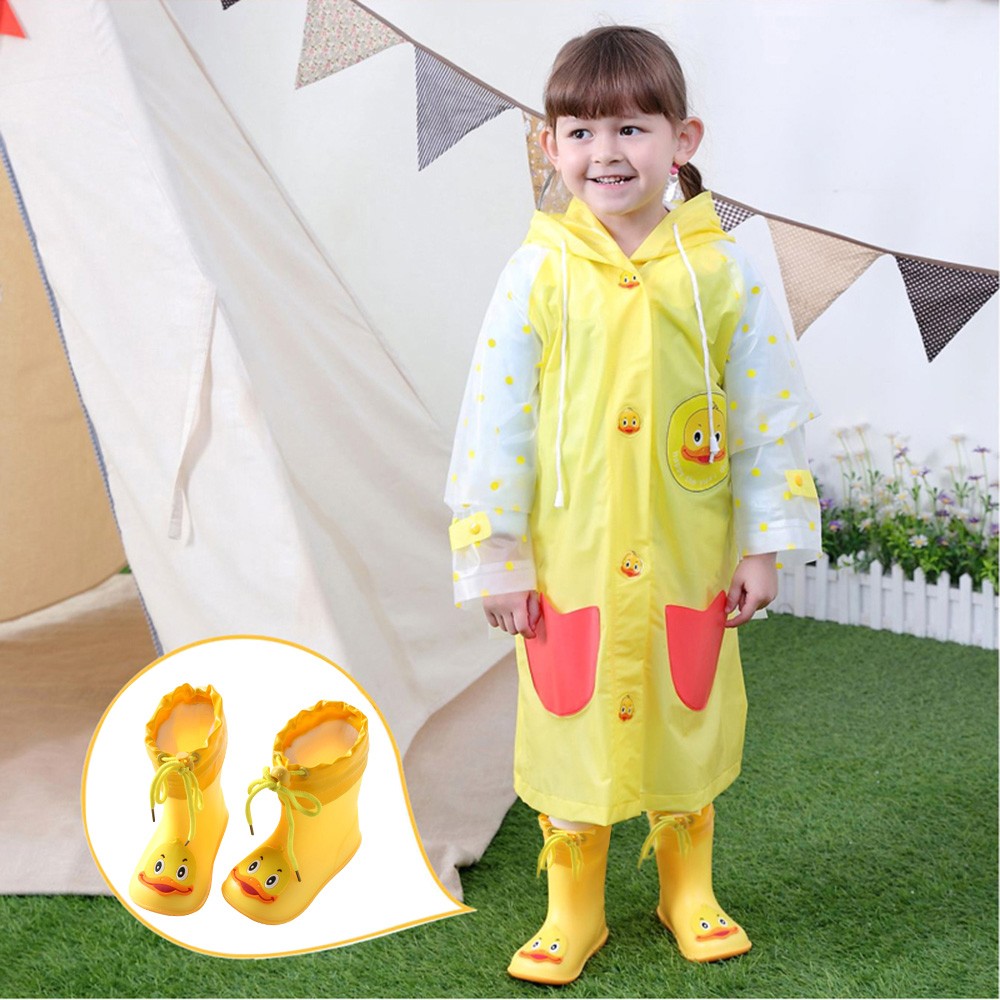 Infant Kids Children Baby Cartoon Rubber Waterproof Warm Boots Rain Shoes Children's Waterproof Shoe Color Non-Slip Rainboots