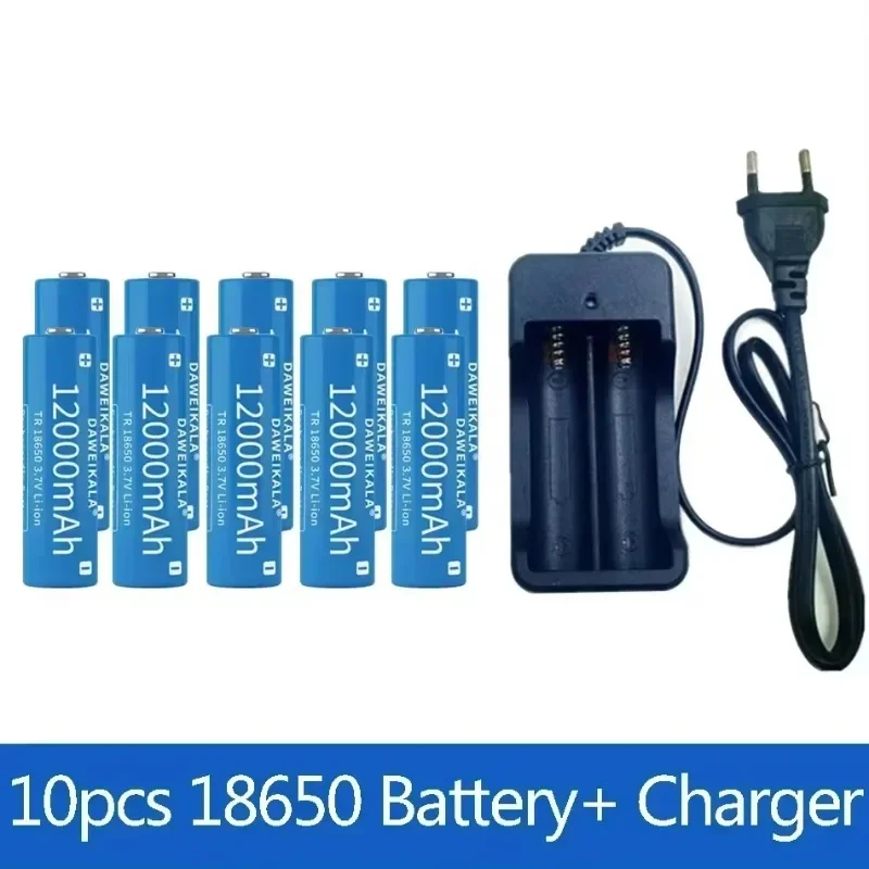 Batteria 18650 Batteria ricaricabile agli ioni di litio da 3,7 V 12000 mAh per torcia a portato Torcia caricabatteria al litio