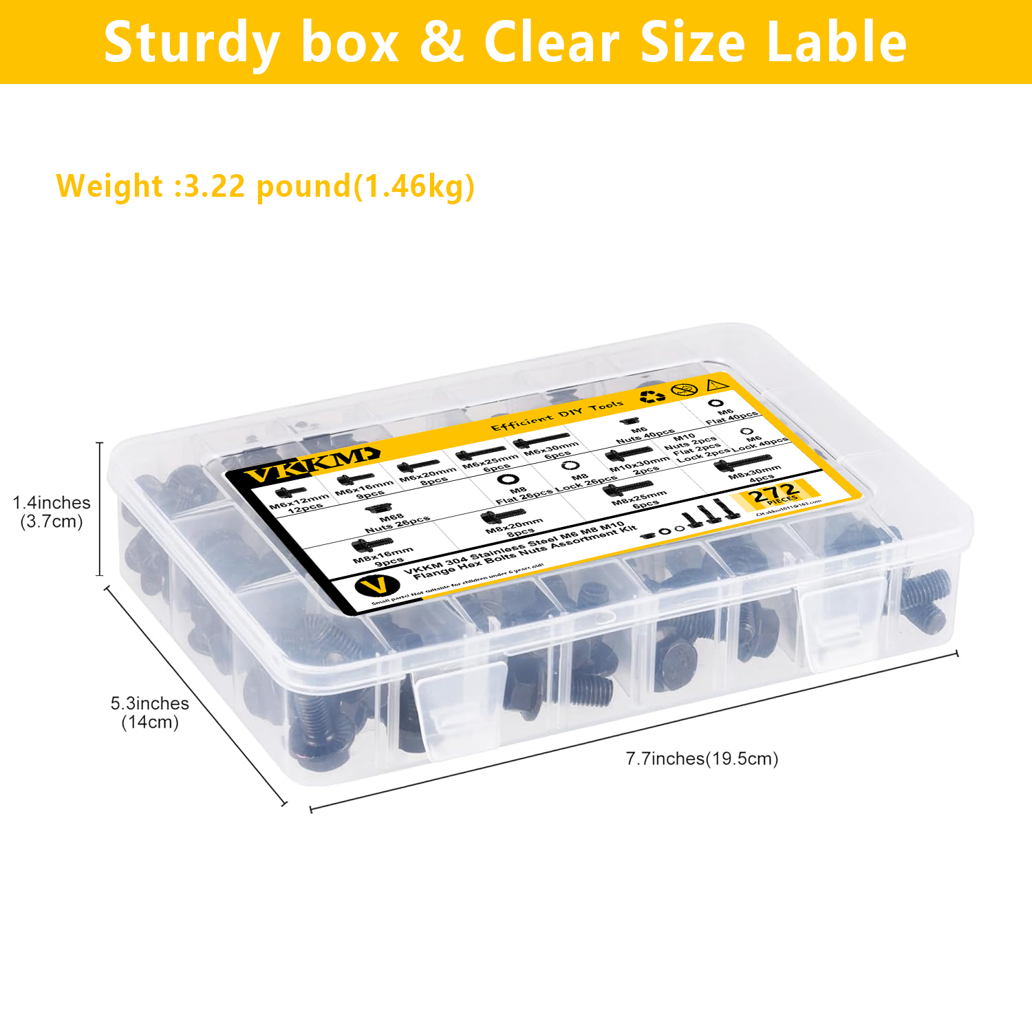 Kit de tuercas y pernos hexagonales con brida de 272 piezas, perno M6, pernos M8 x 1,25, M10-1,5, surtido de pernos métricos, acero de aleación clase 10,9 platillo de zinc negro