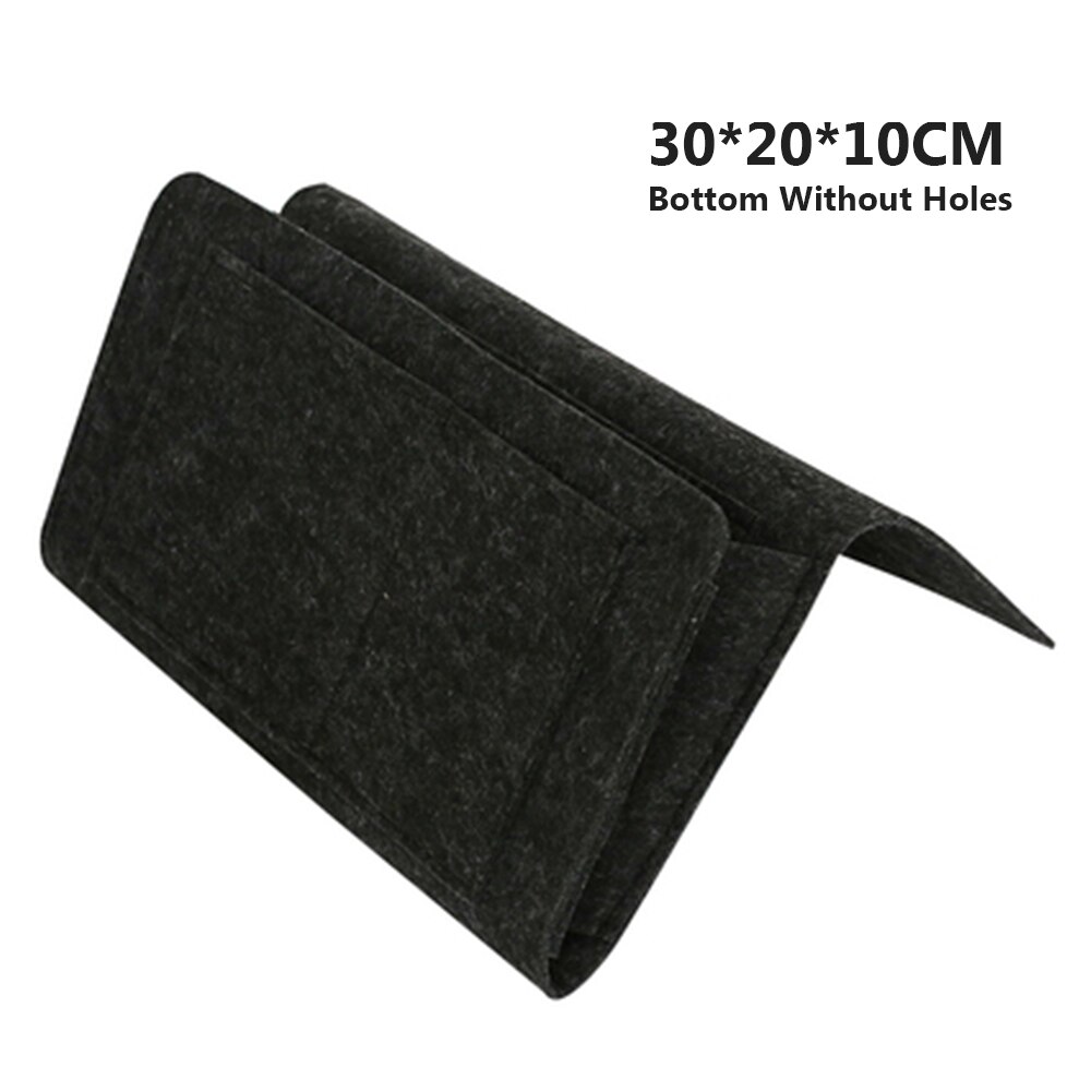 Bedside Hanging Storage Organizer Bed Storage Bag Pocket Felt Dorm Room Book Magazine TV Remote Caddy Bunk Holder ForSofa Table: Black 2 no hole