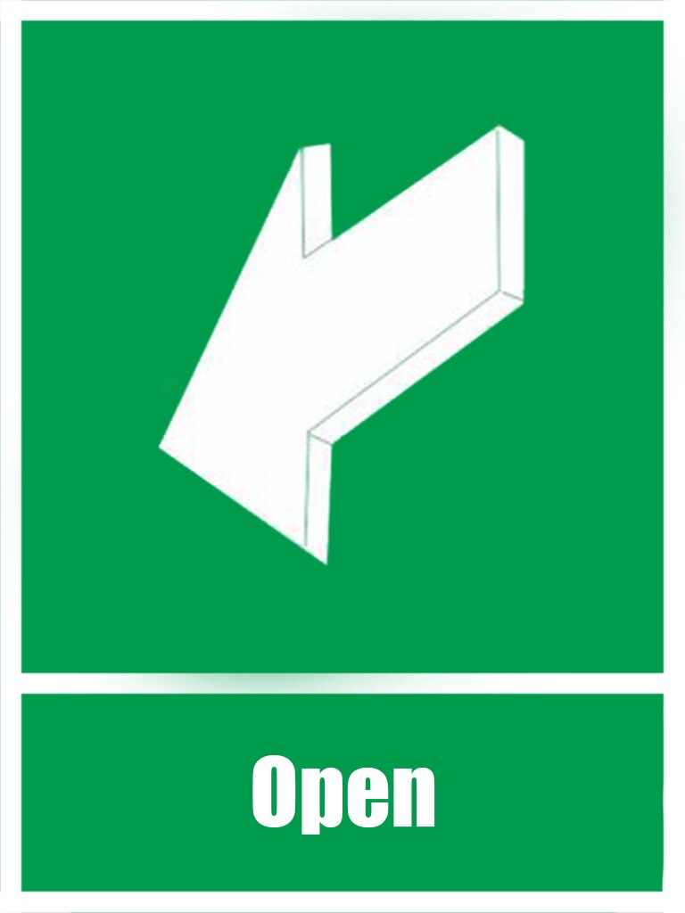 Pegatinas de señal de fuego verde, paredes y suelos L para salida de emergencia, señal de alerta de seguridad abierta, 15x20cm, 1 ud.: GF 002