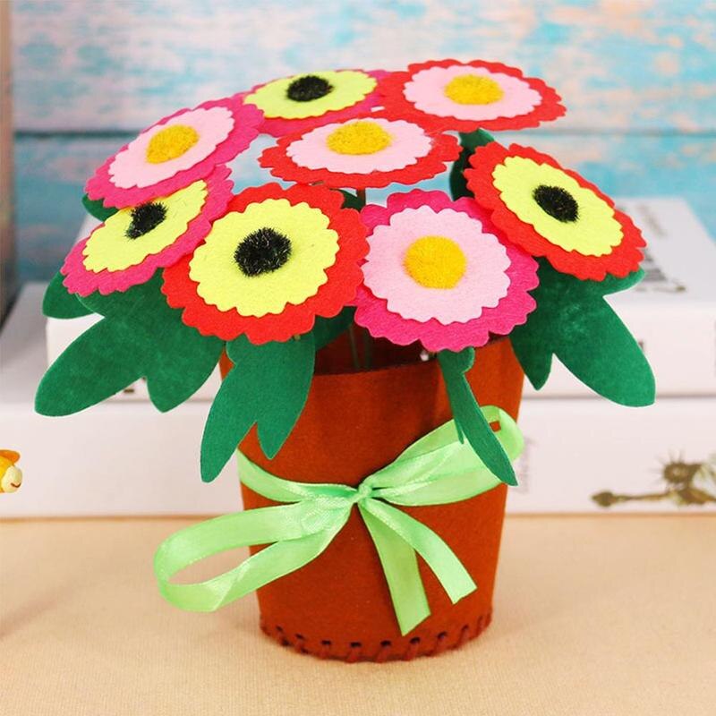 Handmade DIY Potted Bouquet Material Package Crafts Kids Simulation Sewing Potted Kindergarten Children's Toys Mother's Day