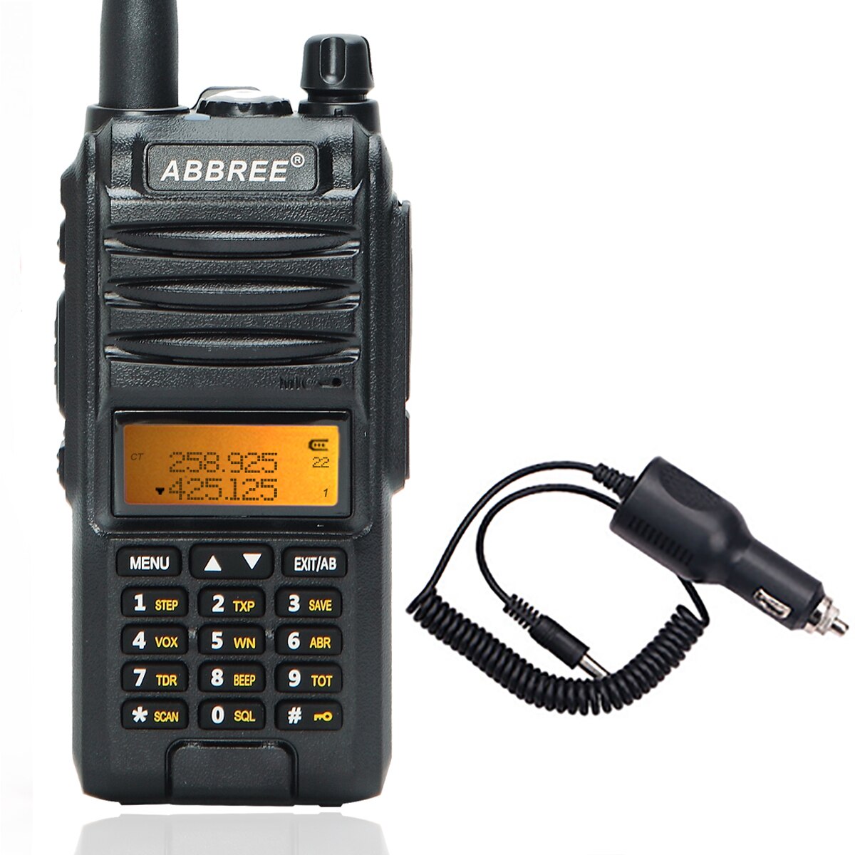 Abbree AR-F3 8w Tri-Band Walkie Talkie 220-260MHz Amateur Ham handheld Tragbare radio Comunicador Sender transceiver Wandern: add car charger / Euro