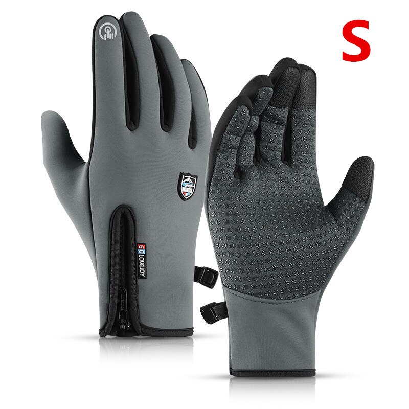 Xiaomi Outdoor Cycling Gloves Winter Warm Fleece Ski Full-finger Gloves Touch Screen Windproof Waterproof Glove for Women Men: Grey S