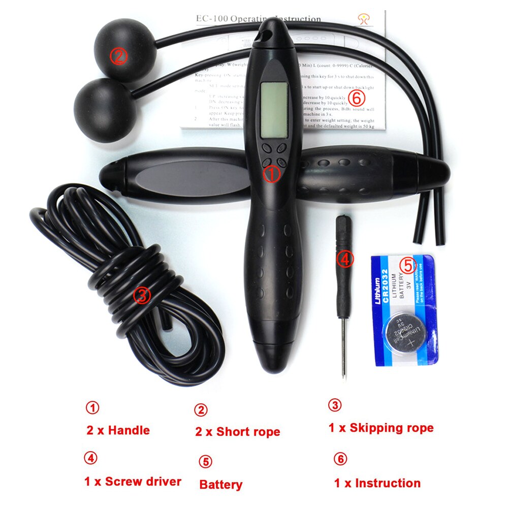 Smart Jump Rope with Digital Counter Crossrope Jump Rope Fitness Sport Skipping Ropes with Anti-Slip Hand Grip and LCD Screen