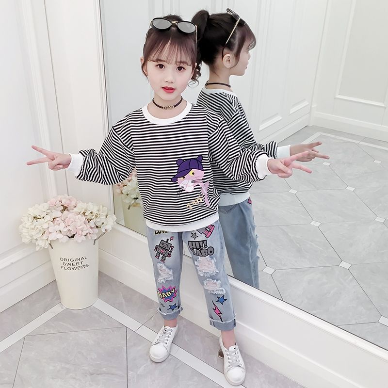 Spring Jeans For Girls Children's Jeans Elastic Waist Kids Jeans Girl Casual Autumn Clothes For Girls 6 8 10 12 14