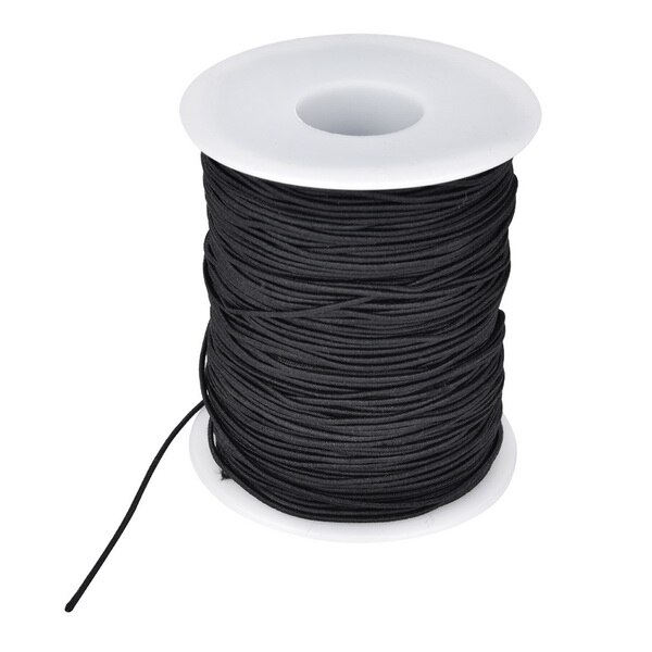 Cordón elástico con cuentas, hilo, tela elástica, cuerda para manualidades de 1mm (100m): Black