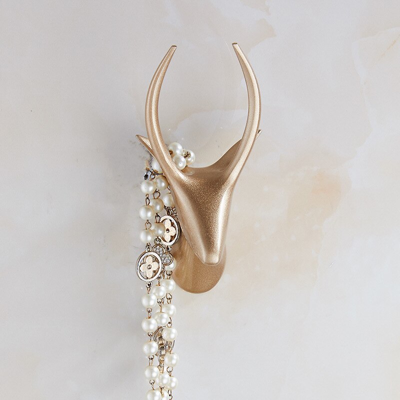 Hertenkop enkele kledinghaak dierenhaak wanddecoratie kapstok huisdecoratie eenvoudig hert paard olifant: Bronzen hertenkop