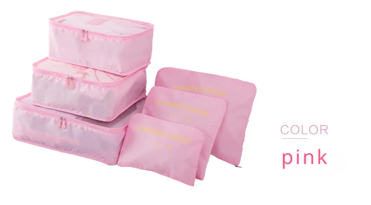 6 stuks waterdichte opbergtassen voor reiskleding, draagbare bagage-organizer, opbergtas, pakblok, 6 kleuren, lokaal op voorraad: Nikkel