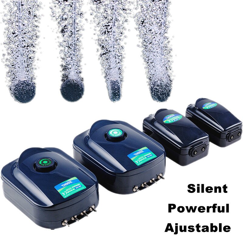Powerful Silent Aquarium Mini Air Compressor Fish Tank Air Pump Adjustable Aquarium Oxygen Pump Aerator Air Bubble Maker Pump