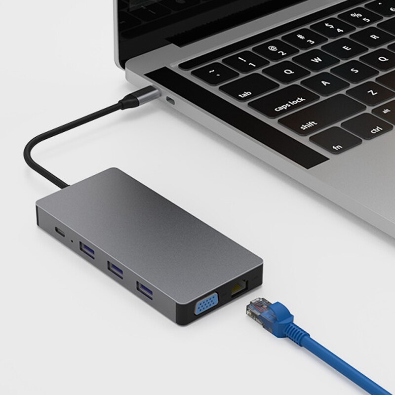Docking Station blueinfinite HC101A, interfaccia di tipo C porta di rete Hdmi Docking Station 10 In 1a ricarica rapida Pd
