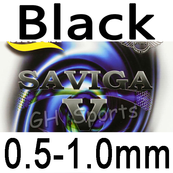 Saviga V Lange Pips-Out Tafeltennis Pingpong Rubber Met Spons: Black 0.5-1.0mm