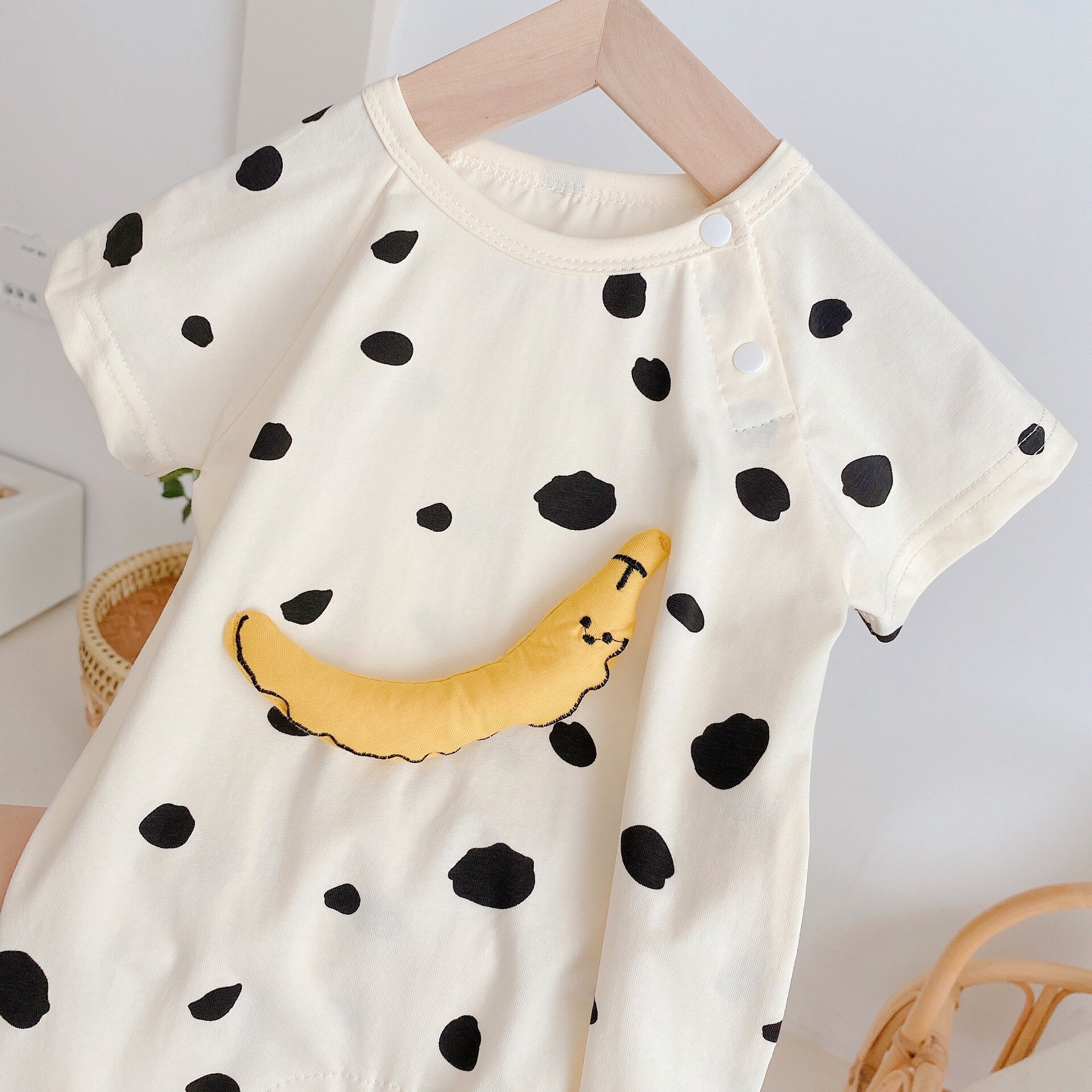 Neonato neonato ragazzi estate manica corta Dot Striped stereoscopico Banana tuta bambino bambini tute pagliaccetti 0-24M